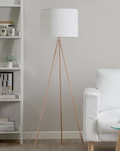 Candeeiro De Pe 148 Cm Branco E Cor De Cobre Vistula