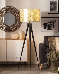 Candeeiro De Pe 156 Cm Dourado E Preto Stiletto