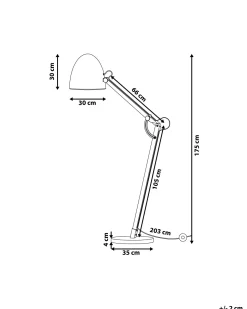 Candeeiro De Pe Articulado Em Madeira E Metal Branco 175 Cm Hetton