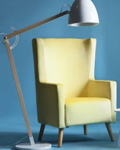 Candeeiro De Pe Articulado Em Madeira E Metal Branco 175 Cm Hetton