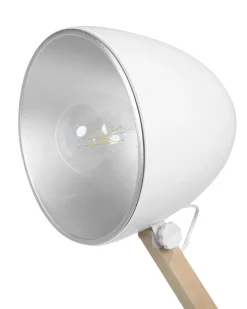Candeeiro De Pe Articulado Em Madeira E Metal Branco 175 Cm Hetton