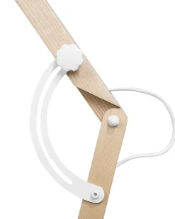 Candeeiro De Pe Articulado Em Madeira E Metal Branco 175 Cm Hetton