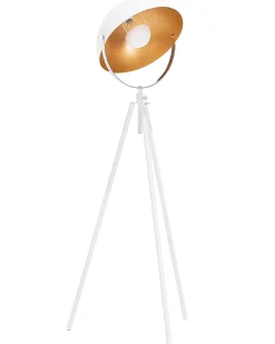 Candeeiro De Pe Branco E Dourado Thames
