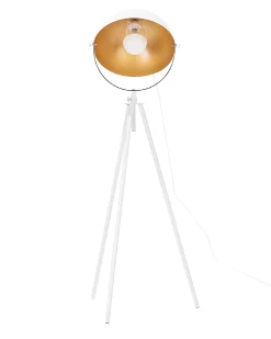 Candeeiro De Pe Branco E Dourado Thames