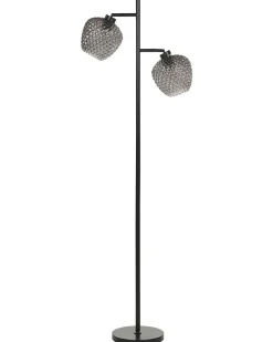 Candeeiro De Pe Com 2 Abajures Em Metal Cinzento 161 Cm Sherry