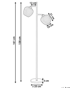 Candeeiro De Pe Com 2 Abajures Em Metal Cinzento 161 Cm Sherry