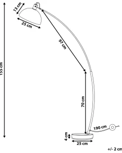 Candeeiro De Pe Curvo 155 Cm Cor De Cobre Dintel