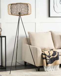 Candeeiro De Pe Em Bambu Preto Javari