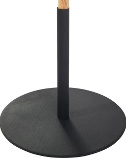 Candeeiro De Pe Em Madeira E Metal Preto E Cor De Cobre Com 2 Abajures Owens