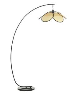 Candeeiro De Pe Em Metal Com Abajur De Papel Preto 170 Cm Merrica