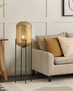 Candeeiro De Pe Em Metal Cor De Cobre E Preto 107 Cm Kamini