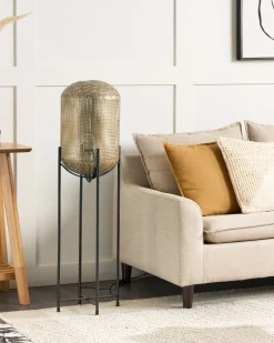 Candeeiro De Pe Em Metal Cor De Cobre E Preto 107 Cm Kamini