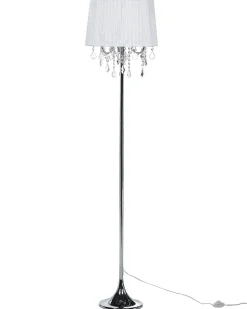 Candeeiro De Pe Em Metal Prateado E Branco Evans