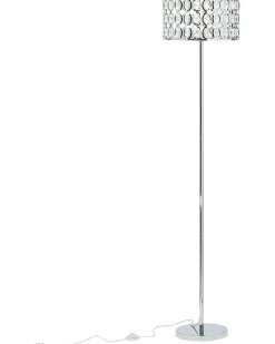 Candeeiro De Pe Em Metal Cromado E Cristal De Acrilico Tenna