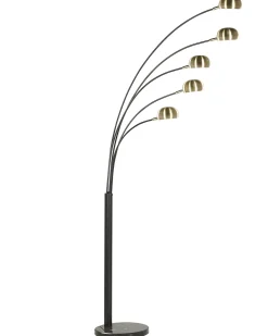Candeeiro De Pe Em Metal Preto E Dourado Flinders