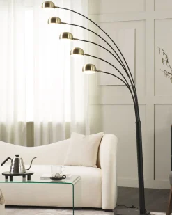 Candeeiro De Pe Em Metal Preto E Dourado Flinders