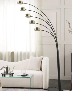 Candeeiro De Pe Em Metal Preto E Dourado Flinders