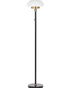 Candeeiro De Pe Em Metal Preto Branco E Dourado Minija