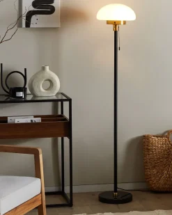Candeeiro De Pe Em Metal Preto Branco E Dourado Minija