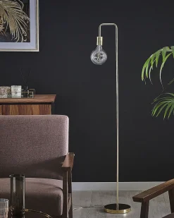 Candeeiro De Pe Em Metal Dourado Savena