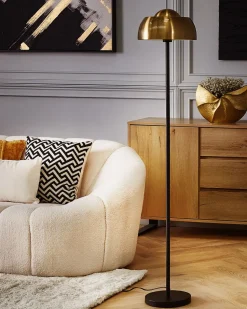 Candeeiro De Pe Em Metal Preto E Dourado 148 Cm Senette