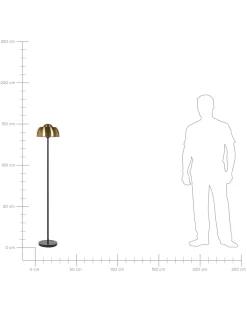 Candeeiro De Pe Em Metal Preto E Dourado 148 Cm Senette
