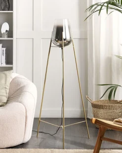 Candeeiro De Pe Em Metal Dourado 133 Cm Mena