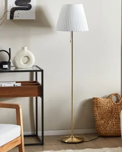 Candeeiro De Pe Em Metal Cor De Bronze E Branco Torysa