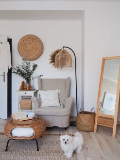 Candeeiro De Pe Em Rattan Cor Natural 165 Cm Bernica