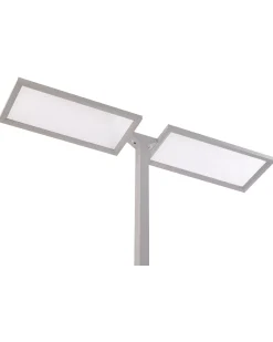 Candeeiro De Pe Led Em Metal Prateado 197 Cm Sculptor
