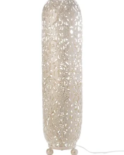 Candeeiro De Pe Metalico Cor Creme Dourado Mures