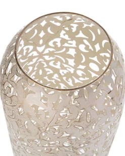 Candeeiro De Pe Metalico Cor Creme Dourado Mures