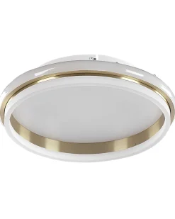 Candeeiro De Teto 42 Cm Metal Branco E Dourado Taping