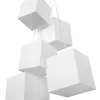 Candeeiro De Teto Branco Com 5 Abajures Em Forma De Cubo Mesta