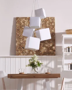 Candeeiro De Teto Branco Com 5 Abajures Em Forma De Cubo Mesta