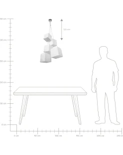 Candeeiro De Teto Branco Com 5 Abajures Em Forma De Cubo Mesta