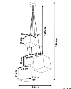 Candeeiro De Teto Branco Com 5 Abajures Em Forma De Cubo Mesta