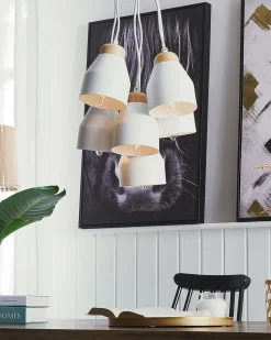 Candeeiro De Teto Branco Com 6 Unidades Cestos