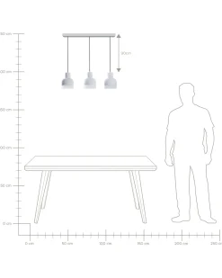 Candeeiro De Teto Cinzento Com 3 Abajures Individuais Luni