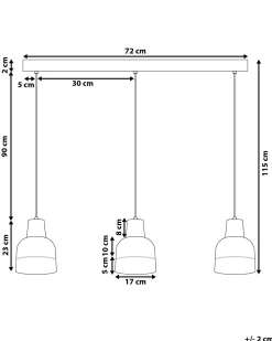 Candeeiro De Teto Cinzento Com 3 Abajures Individuais Luni