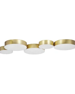 Candeeiro De Teto Com 5 Focos Led Em Metal Dourado Luga