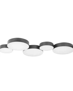 Candeeiro De Teto Com 5 Focos Led Em Metal Preto Luga