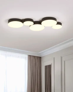 Candeeiro De Teto Com 5 Focos Led Em Metal Preto Luga