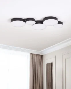 Candeeiro De Teto Com 5 Focos Led Em Metal Preto Luga
