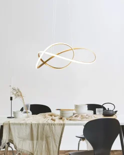 Candeeiro De Teto Com Led Em Metal Dourado Tumen