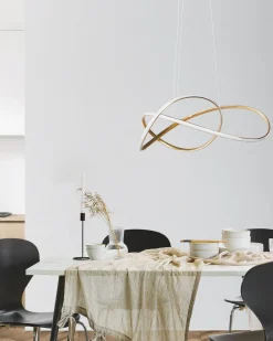 Candeeiro De Teto Com Led Em Metal Dourado Tumen