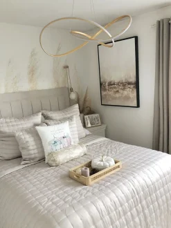 Candeeiro De Teto Com Led Em Metal Dourado Tumen