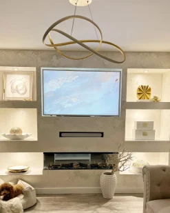 Candeeiro De Teto Com Led Em Metal Dourado Tumen