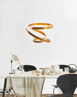 Candeeiro De Teto Com Led Em Metal Dourado Wanli