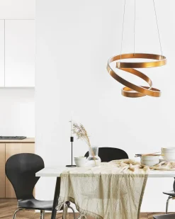Candeeiro De Teto Com Led Em Metal Dourado Wanli